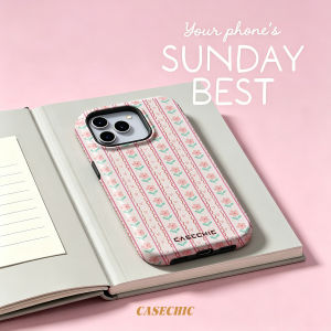 Potdemiel | Pink Flower Grid For 2 in 1 Flower Case For iPhone 17 16 15 14 13 Pro Max Luxury Phone Cover CaseChic