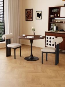 Nordic Style Solid Wood Dining Chair Casual Dining Restaurant Chair High End Luxury Modern Simplicity Leather Seat Home Use