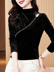 DAIXIANGFEIZI | Áo Thun Cổ Trung Nữ Mùa Thu Đông Đế Nhung