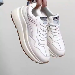 Womens Height-Increasing White Sneakers thick soled daddy shoes fashionable versatile casual shoes