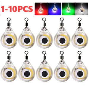 1-30PCS Luminous Fishing Lures LED Attracting Fish Light Mini Eye Shape Fishing Light Underwater Fishing Bait Luminous Lures