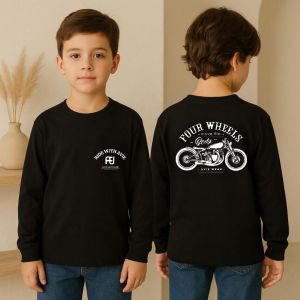 Baju Kaos Anak Laki-laki Lengan Panjang Motif Motor Depan Belakang Usia 1 -12 Tahun