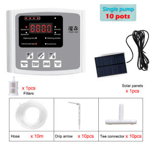Garden Drip Irrigation Device Double Pump Controller Timer System Solar Energy Intelligent Automatic Watering Device for Plants