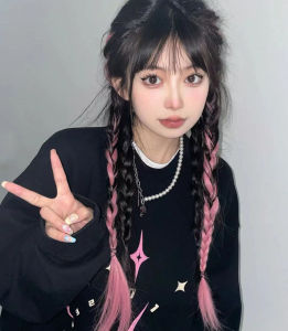 Pink Hair Clips Fake Hair Pieces Dyed Braid Multi-strand Extensions Sweet Cool Small Braids Fashionable Hair Accessories