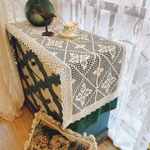 American Style Lace Table Flag Hollow out Dining Tablecloth Five Drawer Cabinet Shoe Cabinet Cover Cloth with Flower Pattern