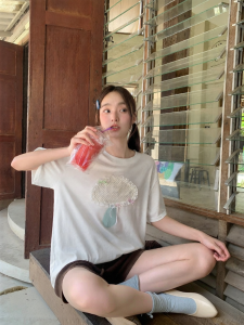 NIHAOKANONG | Áo Thun Tay Ngắn Form Rộng Cổ Tròn