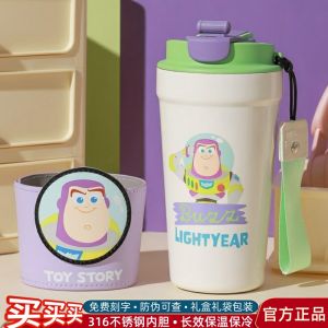 Portable Stainless Steel Insulated Coffee Cup Dual Use Cartoon Bear Beverage Cup High Aesthetic Value Easy Cleaning Water Bottle