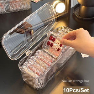 10Pcs Transparent Acrylic Nail Storage Box Dust-Proof Travel Organizer for Salon False Nails Packaging and Display
