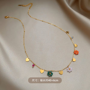 Colorful Heart Flower Dopaamine Necklace Womens Style 2025 New High-End Luxury Small-Batch Suitable for Autumn And Winter