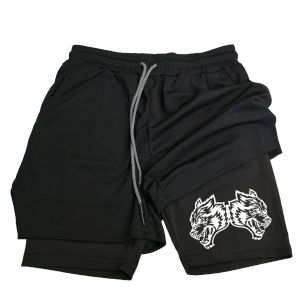 Mens Shorts 2 in 1 Double Layered Running Sports Fitness Shorts Outdoor Casual Printed Gym Shorts Men Sweatpants