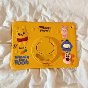 Cartoon Yellow Winnie the Pooh Design Silicone Protective Case for  11 Air5/6 Anti-Fall 360 Rotating Stand 10.2 Inch New Model Tenth Generation Tablet Shell Pro11 Soft Silicone 10.9 Inch Mini