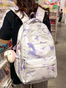 OUDENGPAI | Purple Backpack For Girls High School Students Simple Style Double Shoulder Bag New 2025 Trendy Design Medium Waterproof