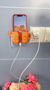 Rak Handphone Dinding Tempel Stiker Karakter Lucu Rak 2 Kait Rak HP Serbaguna