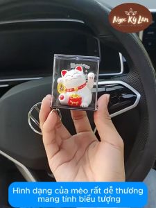 Mèo Thần Tài Vẫy Tay Dùng Năng Lượng Mặt Trời - Trang trí xe hơi bàn làm việc
