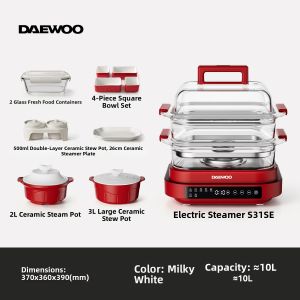 Daewoo | Multi-Functional Glass Ceramic Steam Pot Large Capacity