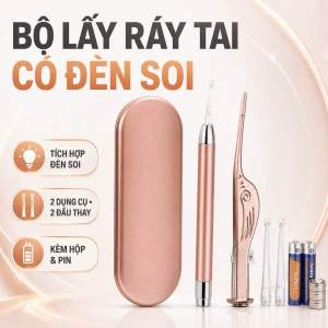 Bộ Ngoáy Lấy Ráy Tai 3 in 1 Tích Hợp Đèn Pin Soi Tặng Kèm HỘP NHÔM Cao Cấp