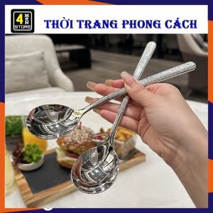 Thìa INOX Ăn Cơm Cháo Súp Cán Dài Đầu Tròn Màu Bạc 19.5cm Sạng Trọng Cho Dân Văn Phòng Sinh Viên Đi Picnic Dã Ngoại Cao Cấp - Muỗng INOX Sáng Bóng Không Gỉ Sét Cán Dài Kiểu Hàn Quốc Sáng Trọng - Thìa Ăn Cơm Đầu Tròn Phong Cách Châu Âu