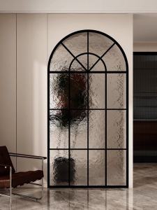 Retro Nostalgia American Arch Window Divider French Style Mansion Fireplace Decor Living Room Cream Glass Screen Door