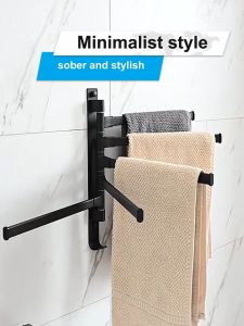 Black Towel Bar Rotatable 180° Towel Rack Multifunctional Towel Rack Storage Rack