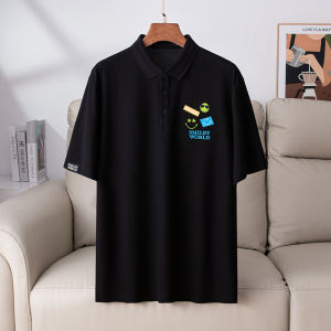 เสื้อโปโลคอตั้งแขนสั้นผู้ชายสีพื้นทรงหลวมสำหรับใส่ไปทำงานในฤดูร้อน ทรงพอดีตัว แขนสั้น สวมใส่สบาย