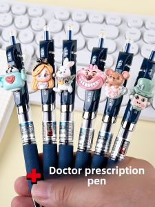 Cute Medical Blue Black Pen Ink Pen Student Neutral Water Pen Click Type Doctor Prescription Pen Black Student Pen High Aesthetic Value