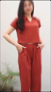 KS - Setelan Luna Knit // set crop top Korean polo top and hornet knit wanita premium