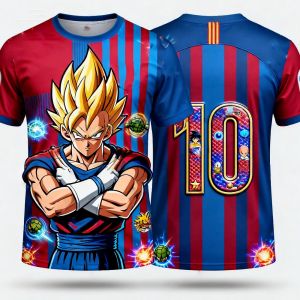 Bandai | Summer 2026 Dragon Ball Wukong "Super Barcelona 10" Football Theme 3D Print Breathable Quick Drying T-shirt Adult Parent Top