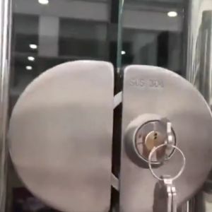 304 Stainless Steel Glass Door Lock Double-Sided for 3/8-1/2(10mm-12mm) Glass DoorsOffice Doors
