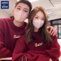 Red Fleece-Lined round Neck Sweater Unisex New Year 2025 Winter Thickened Snake Year Chinese Zodiac Couple Matching Knitwear. 