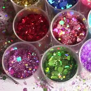 32pcs 32 Colors Rainbow Glitter Chunky And Fine Nail Glitter Mix Nail Art Resin Glitter Powder In DIY Decoration