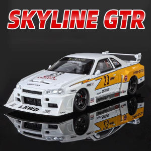 1:24 Scale Nissan GTR R34 Silvia S15 Alloy Car Model Diecast Car Sound Light Car Lovers Collection Kids Birthday Gift Metal Boys Toys