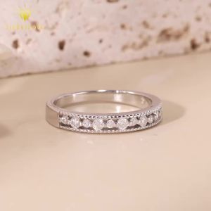 Pretty Beauty Moissanite Wedding Band Ring 925 Silver Half Eternity Diamond Promise Ring for Women Hypoallergenic Jewelry Gift