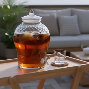 Bình Thủy Tinh Có Vòi 15 Lít Cao Cấp - Bình Ngâm Rượu Đựng Nước Hoa Quả Kim Cương KC15L Sang Trọng