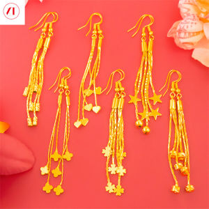 XT đồ trang sức Hàn Quốc 24k tình yêu hoa Tai Tua Rua Sao người phụ nữ 916 mạ vàng gốc
