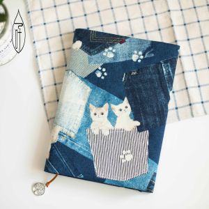 Handmade Pocket Cat Notebook Journal Planner Soft Cover Fabric Binding Durable Pages for Students And Creative Youth