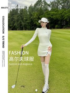 Master Golf Womens Autumn Winter White Sun Protection Long Sleeve Top And Sporty Mini Skirt Set Quick Dry Golf Outfit for Women