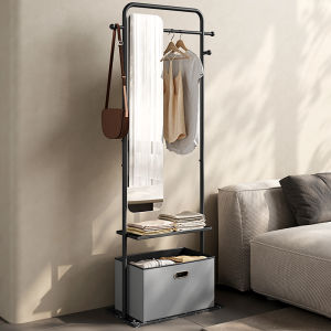 Designer Model Clothes Hanger Integrated Mirror Clothes Rack Floor Bedroom and Household Modern Clothes Storage Coat Rack with Mirror