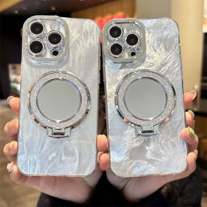 SHUXIE | Protective Case for iPhone 16 Pro Max with Mirror Stand and Lens Protector