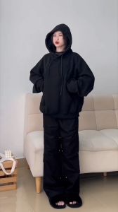 Áo HOODIE BOXY Nam Nữ Áo Khoác Hoodie Chữ THÊU NỔI Vải JJAYS Form Rộng Basic - xuongniTNT
