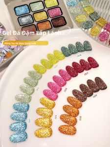 Bộ Dụng Cụ Vẽ Móng Nghệ Thuật Gel Kim Tuyến 9 Màu MORDDA Chuyên Nghiệp Bộ Sưu Tập Kim Cương Vụn Trong Suốt 2.5g*9