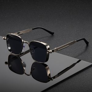 Trendy Fashion Mens Sunglasses Metal Square Frame Sunglasses Casual Punk Sunglasses Outdoor Sports Fishing Essential Glasse