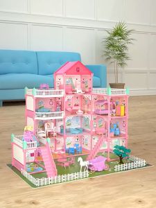 Mainan Rumah Boneka Ukuran Besar Bahan Platsik 20 House Rumah Rumahan Anak Perempuan DIY Princess Castle Boneka Hadiah Anak-anak