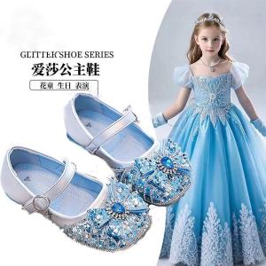 Giày Búp Bê Công Chúa Elsa Giày Da PU Thời Trang Cho Bé Gái Mùa Thu Giày Trẻ Em Dễ Thương Giày Bốt Cao Gót Bằng Nhựa