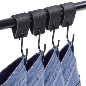 5/10pcs S รูปร่าง PU หนังแขวนอุปกรณ์จัดเก็บข้อมูลสําหรับห้องครัวกลางแจ้ง Camping Hook Multi-Functional Dangling ผู้ถือสายคล้อง