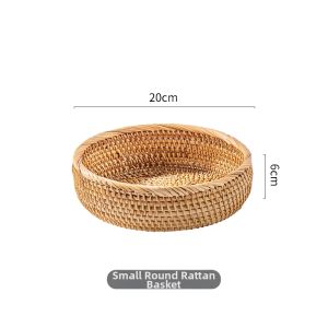 Handmade Wicker Fruit Basket Snack Storage Tray