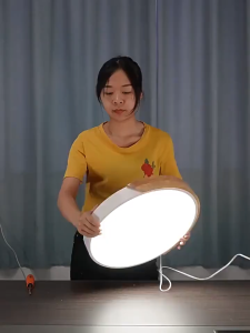 โคมไฟเพดาน LED สไตล์โมเดิร์น โครงไม้อลูมิเนียม หรี่แสงได้ 3 สี ไฟเพดาน ห้องนั่งเล่น/ห้องนอน