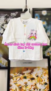 (3-11Kg) - SET 5 Áo Sơ Sinh Cotton Tay Dài Trắng Nút Giữa JOU cho bé trai bé gái - Chất vải mềm mại thoáng mát