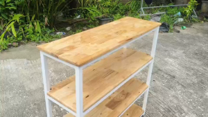 (งานเชื่อมสำเร็จ)ชั้นวางของ 4 ชั้น ที่ตั้งของอเนกประสงค์ เหล็ก 1 นิ้ว ไม้พาราประสาน 15 มม. งานฝีมือ แข็งแรงมาก MT122