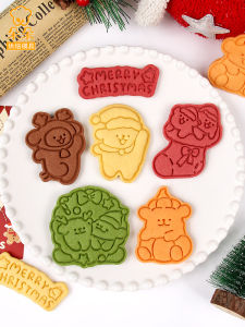 Christmas Cartoon Dog Biscuit Cookie Press 3D Home Use Baking Tool Kitchen Utensils DIY Baking Mold Non-Stick Hand Washable