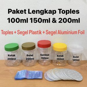 HARGA 10 PCS Paket Lengkap Toples 100ml 150ml 200ml + Segel Plastik + Segel Aluminium Foil